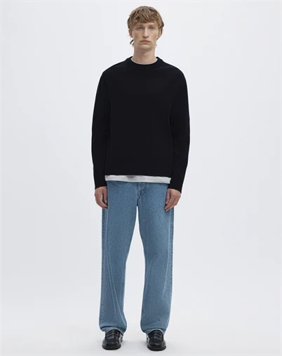 Selected - SLHTeller Relaxed Crew Neck Strik - Sky Captain 